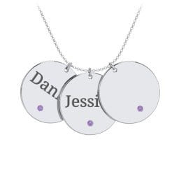 Engravable 3 Disc Pendant with Birthstone