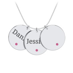 Engravable 3 Disc Pendant with Birthstone