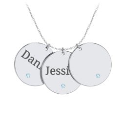 Engravable 3 Disc Pendant with Birthstone