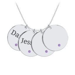 Engravable 4 Disc Pendant with Birthstone