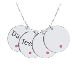Engravable 4 Disc Pendant with Birthstone