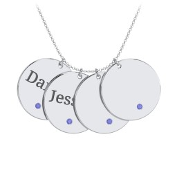 Engravable 4 Disc Pendant with Birthstone