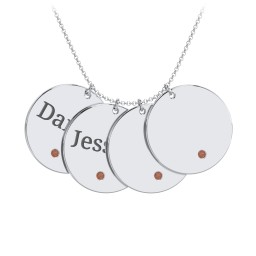 Engravable 4 Disc Pendant with Birthstone in 925 Sterling Silver