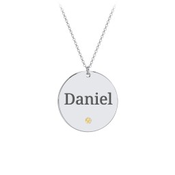 Engravable Disc Pendant with Birthstone
