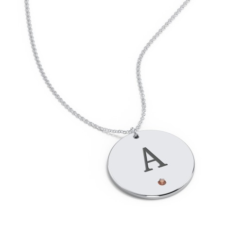 Engravable Disc Pendant with Birthstone