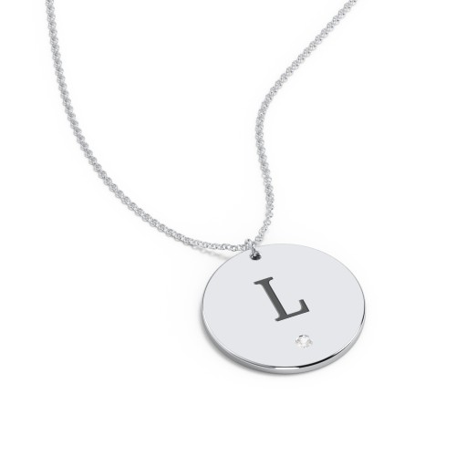 Engravable Disc Pendant with Birthstone