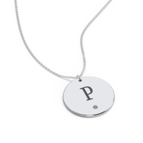 Engravable Disc Pendant with Birthstone
