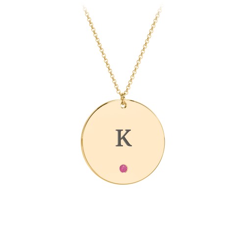 Engravable Disc Pendant with Birthstone