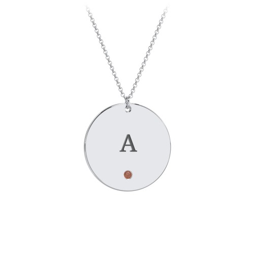 Engravable Disc Pendant with Birthstone