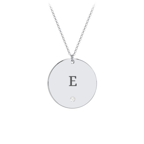 Engravable Disc Pendant with Birthstone