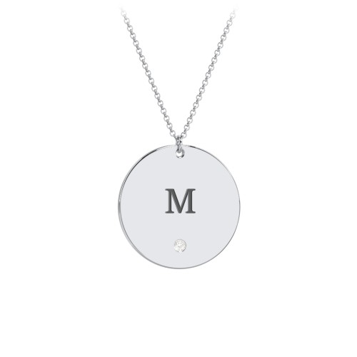 Engravable Disc Pendant with Birthstone