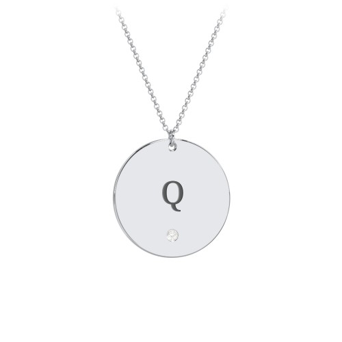 Engravable Disc Pendant with Birthstone
