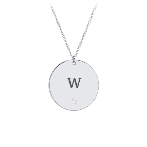 Engravable Disc Pendant with Birthstone