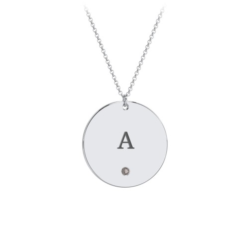 Engravable Disc Pendant with Birthstone