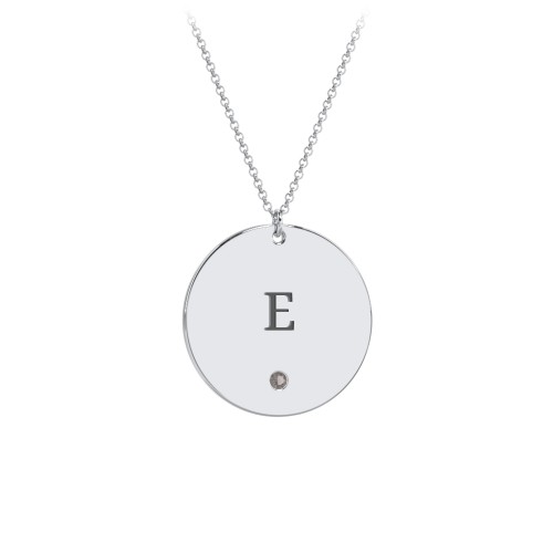 Engravable Disc Pendant with Birthstone