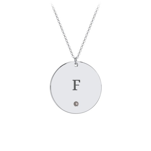 Engravable Disc Pendant with Birthstone