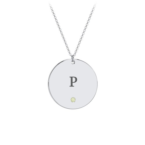 Engravable Disc Pendant with Birthstone