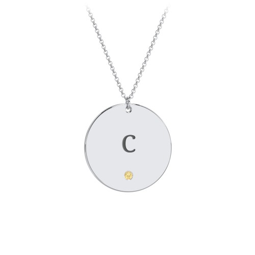 Engravable Disc Pendant with Birthstone