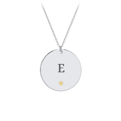 Engravable Disc Pendant with Birthstone