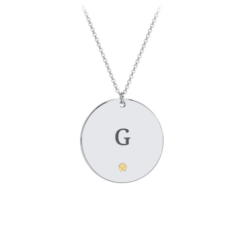 Engravable Disc Pendant with Birthstone