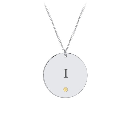 Engravable Disc Pendant with Birthstone