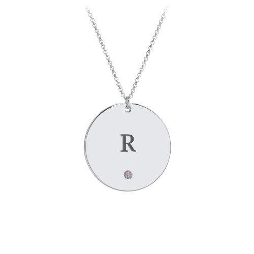 Engravable Disc Pendant with Birthstone