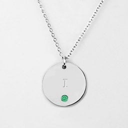 Birthstone I Initial Disc Pendant