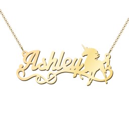 Unicorn Name Necklace in 18K Gold Plated Silver