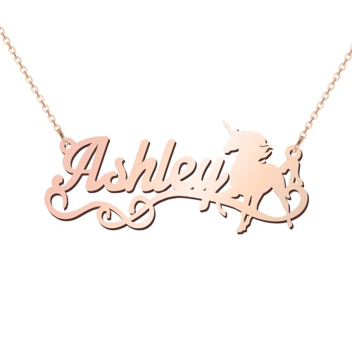 Unicorn Name Necklace – 10K Rose Gold