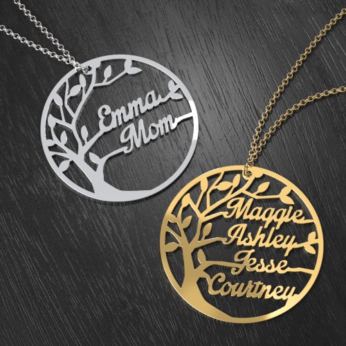 Family Tree Cutout Necklace – Sterling Silver