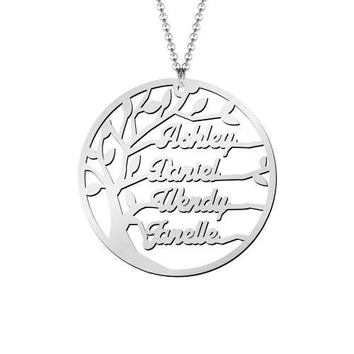 Family Tree Cutout Necklace – Sterling Silver