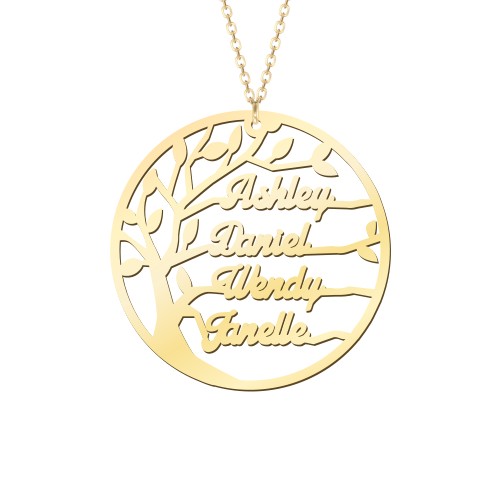 Family Tree Cutout Necklace – 10K Yellow Gold
