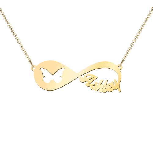 Pretty Wings Infinity Name Necklace – 18K Gold Plated Silver