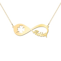 Lucky Me Infinity Name Necklace in 10K Solid Yellow Gold