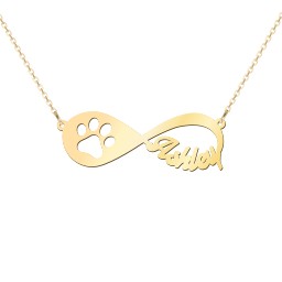 Love You Fur-ever Infinity Name Necklace in 10K Solid Yellow Gold