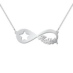 10K Yellow Gold Star Light, Star Bright Infinity Name Necklace