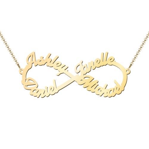 Love "4" Infinity Pendant – 18K Gold Plated Silver