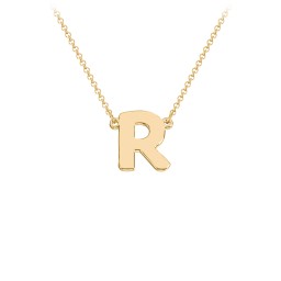 Initial Letter Necklace in 18K Gold Plated Silver with Blue Sapphire