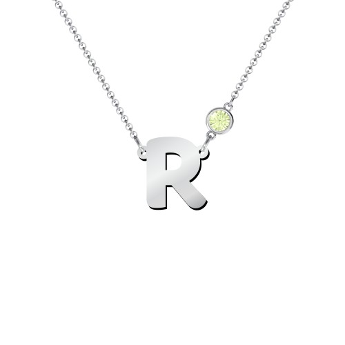 Initial Letter Necklace – Sterling Silver with Peridot
