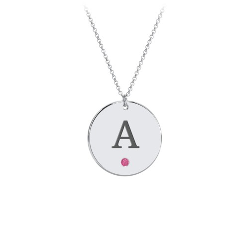 Engravable Disc Pendant with Birthstone