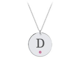 Birthstone Initial Disc Pendant