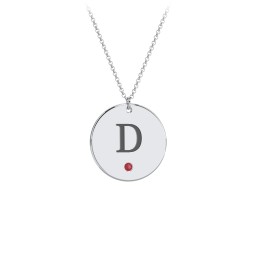 Birthstone Initial Disc Pendant