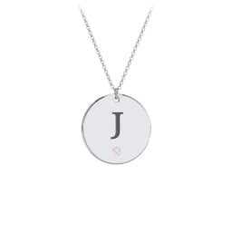 Birthstone Initial Disc Pendant