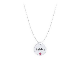 Engravable Disc Pendant with Birthstone