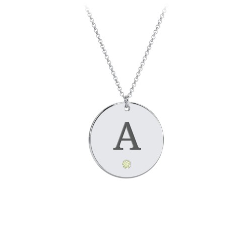 Birthstone Initial Disc Pendant