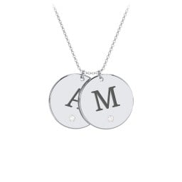 Birthstone Initial 2 Disc Pendant