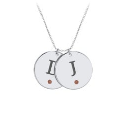 Birthstone Initial 2 Disc Pendant