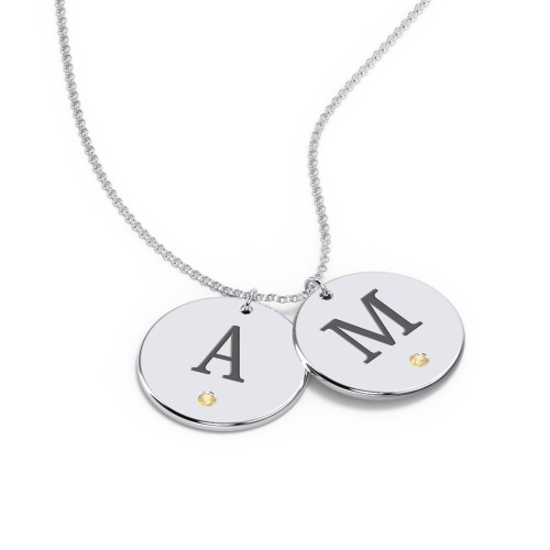 Birthstone Initial 2 Disc Pendant