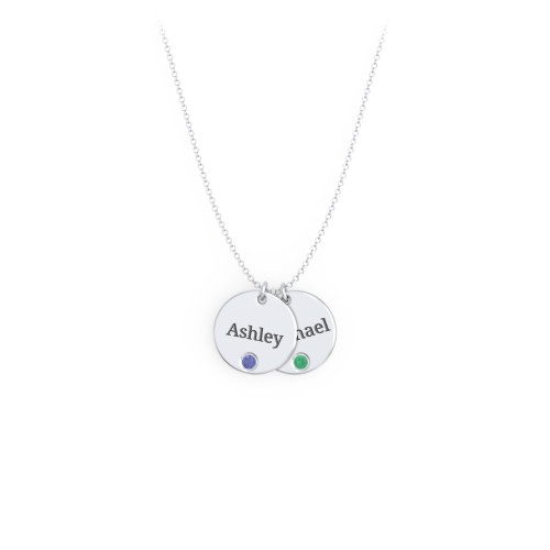 Engravable 2 Disc Pendant with Birthstone