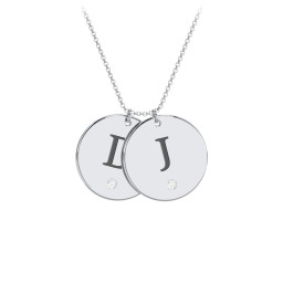 Birthstone Initial 2 Disc Pendant in 925 Sterling Silver with Cubic Zirconia, Blue Sapphire, and Blue Topaz